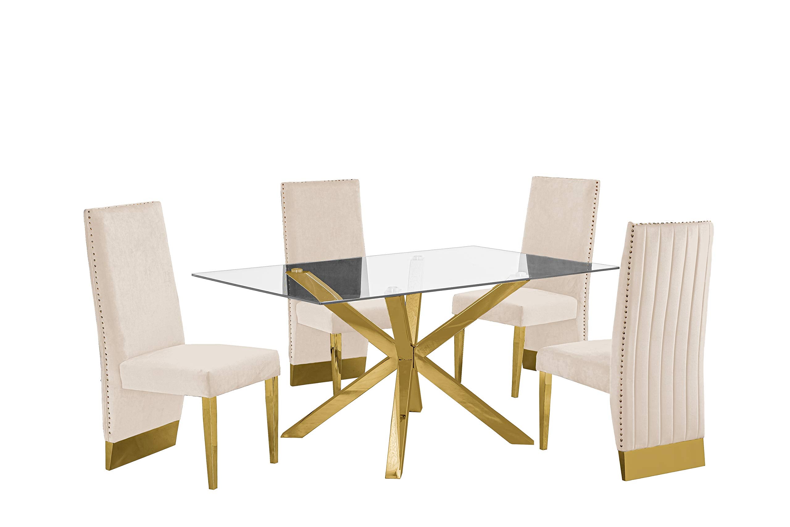Furniture D61-4Sc163 Dining Set, Beige